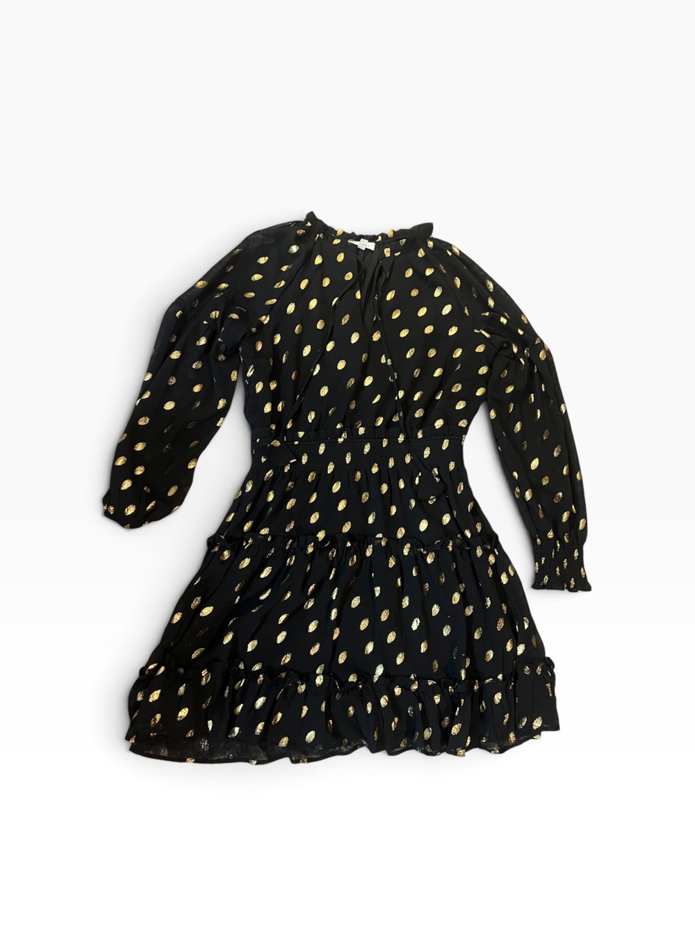 Blu Pepper Black Dress with Gold Dot Accents